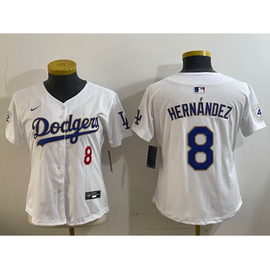 Women Los Angeles Dodgers 8 Enrique Hernandez white 2024 Jackie Robinson Patch Limited Stitched Jersey Women Los Angeles Dodgers 8 Enrique Hernandez white 2024 Jackie Robinson Patch Limited Stitched Jersey