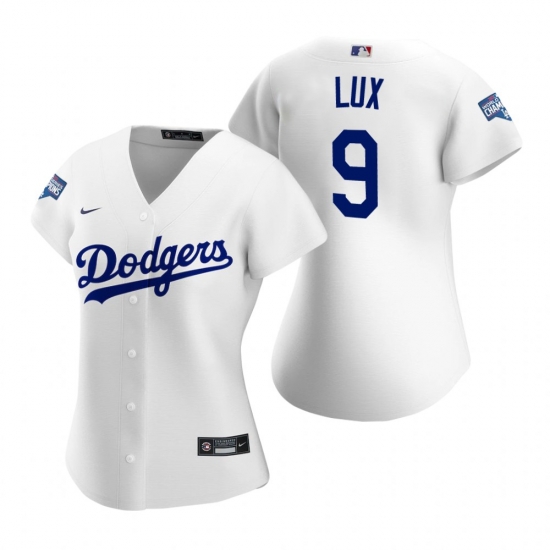 Women Los Angeles Dodgers 9 Gavin Lux White 2020 World Series Champions Replica Jersey Women Los Angeles Dodgers 9 Gavin Lux White 2020 World Series Champions Replica Jersey