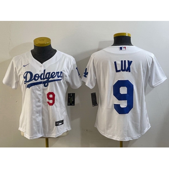 Women Los Angeles Dodgers 9 lux White Cool Base Stitched Baseball Jersey 3 Women Los Angeles Dodgers 9 lux White Cool Base Stitched Baseball Jersey 3