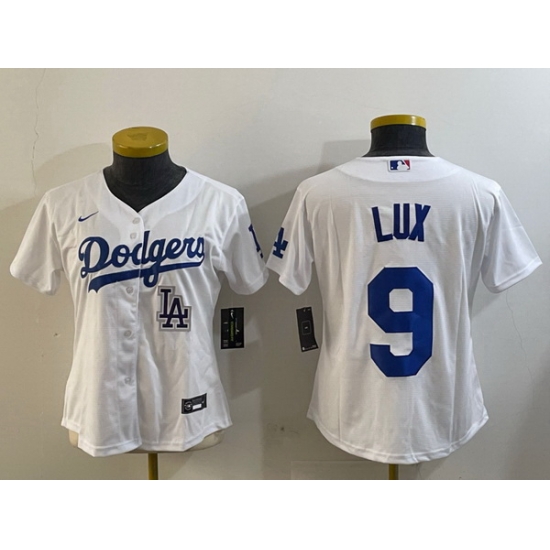 Women Los Angeles Dodgers 9 lux White Cool Base Stitched Baseball Jersey 6 Women Los Angeles Dodgers 9 lux White Cool Base Stitched Baseball Jersey 6