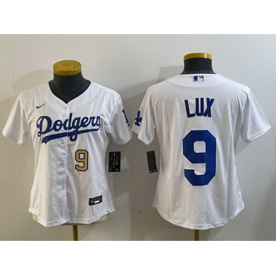 Women Los Angeles Dodgers 9 lux White Cool Base Stitched Baseball Jersey2 Women Los Angeles Dodgers 9 lux White Cool Base Stitched Baseball Jersey2