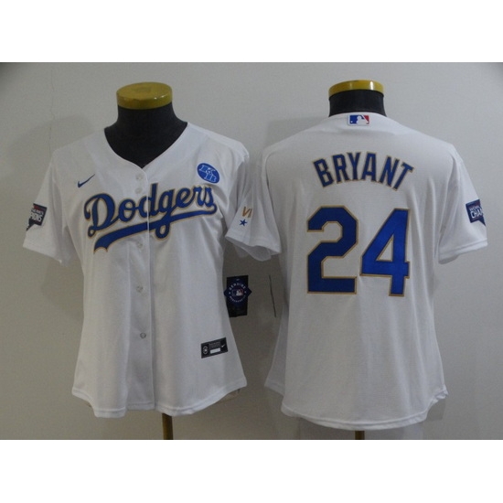 Women Los Angeles Dodgers Front 8 Back 24 Kobe Bryant White Gold Championship Cool Base Stitched Jersey Women Los Angeles Dodgers Front 8 Back 24 Kobe Bryant White Gold Championship Cool Base Stitched Jersey