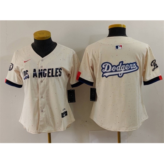 Women Los Angeles Dodgers Team Big Logo Cream 2024 City Connect Limited Stitched Jersey 2 Women Los Angeles Dodgers Team Big Logo Cream 2024 City Connect Limited Stitched Jersey 2