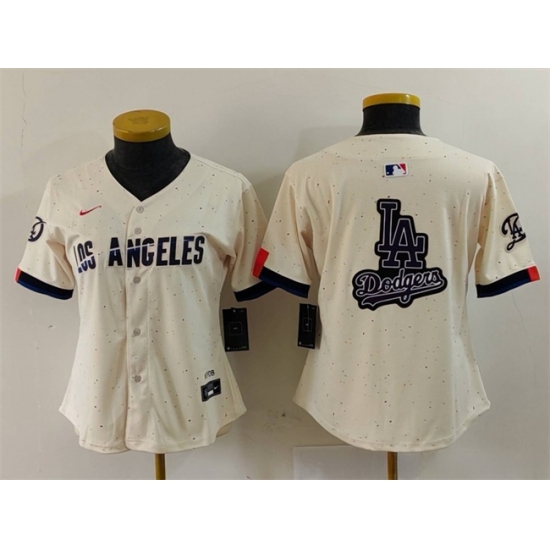 Women Los Angeles Dodgers Team Big Logo Cream 2024 City Connect Limited Stitched Jersey 3 Women Los Angeles Dodgers Team Big Logo Cream 2024 City Connect Limited Stitched Jersey 3