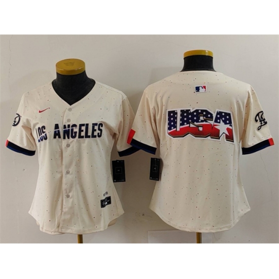 Women Los Angeles Dodgers Team Big Logo Cream 2024 City Connect Limited Stitched Jersey Women Los Angeles Dodgers Team Big Logo Cream 2024 City Connect Limited Stitched Jersey