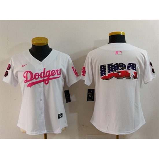 Women Los Angeles Dodgers Team Big Logo White Pink Vin 26 Kobe Patch Stitched Baseball Jersey 6 Women Los Angeles Dodgers Team Big Logo White Pink Vin 26 Kobe Patch Stitched Baseball Jersey 6