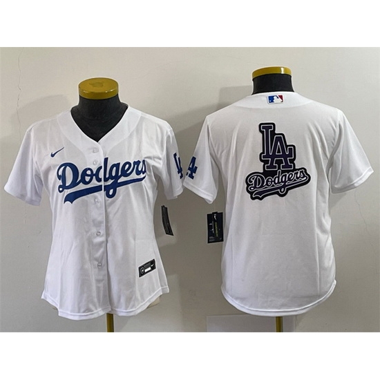 Women Los Angeles Dodgers White Team Big Logo Stitched Jersey Run Small Women Los Angeles Dodgers White Team Big Logo Stitched Jersey Run Small
