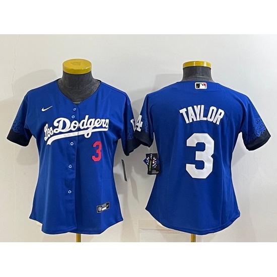 Women's Los Angeles Dodgers #3 Chris Taylor Blue 2022 Number Cool Base Stitched Nike Jersey Women's Los Angeles Dodgers #3 Chris Taylor Blue 2022 Number Cool Base Stitched Nike Jersey