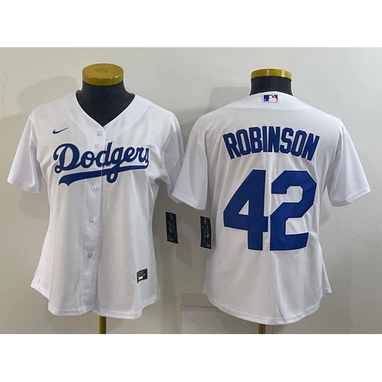Women's Los Angeles Dodgers #42 Jackie Robinson White Stitched MLB Cool Base Nike Jersey Women's Los Angeles Dodgers #42 Jackie Robinson White Stitched MLB Cool Base Nike Jersey