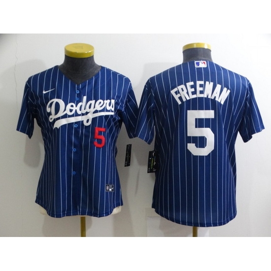 Women's Los Angeles Dodgers #5 Freddie Freeman Navy Blue Pinstripe Stitched MLB Cool Base Nike Jersey Women's Los Angeles Dodgers #5 Freddie Freeman Navy Blue Pinstripe Stitched MLB Cool Base Nike Jersey
