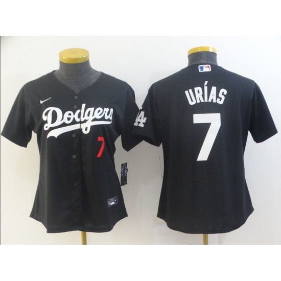 Women's Los Angeles Dodgers #7 Julio Urias Black Stitched MLB Jersey Women's Los Angeles Dodgers #7 Julio Urias Black Stitched MLB Jersey