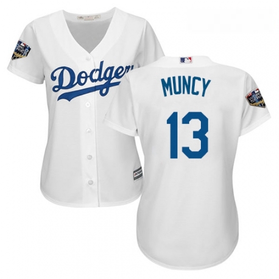 Womens Majestic Los Angeles Dodgers 13 Max Muncy Authentic White Home Cool Base 2018 World Series MLB Jersey Womens Majestic Los Angeles Dodgers 13 Max Muncy Authentic White Home Cool Base 2018 World Series MLB Jersey