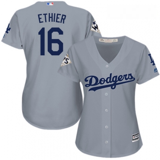 Womens Majestic Los Angeles Dodgers 16 Andre Ethier Authentic Grey Road 2017 World Series Bound Cool Base MLB Jersey Womens Majestic Los Angeles Dodgers 16 Andre Ethier Authentic Grey Road 2017 World Series Bound Cool Base MLB Jersey