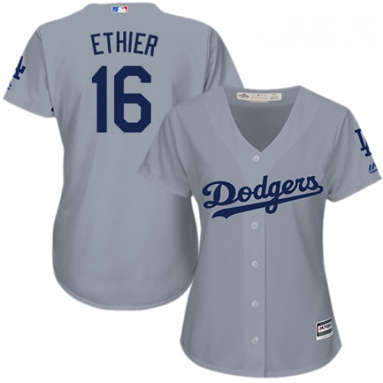 Womens Majestic Los Angeles Dodgers 16 Andre Ethier Replica Grey Road Cool Base MLB Jersey Womens Majestic Los Angeles Dodgers 16 Andre Ethier Replica Grey Road Cool Base MLB Jersey