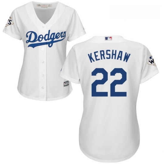 Womens Majestic Los Angeles Dodgers 22 Clayton Kershaw Authentic White Home 2017 World Series Bound Cool Base MLB Jersey Womens Majestic Los Angeles Dodgers 22 Clayton Kershaw Authentic White Home 2017 World Series Bound Cool Base MLB Jersey