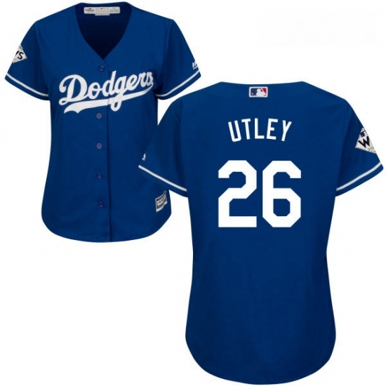 Womens Majestic Los Angeles Dodgers 26 Chase Utley Authentic Royal Blue Alternate 2017 World Series Bound Cool Base MLB Jersey Womens Majestic Los Angeles Dodgers 26 Chase Utley Authentic Royal Blue Alternate 2017 World Series Bound Cool Base MLB Jersey