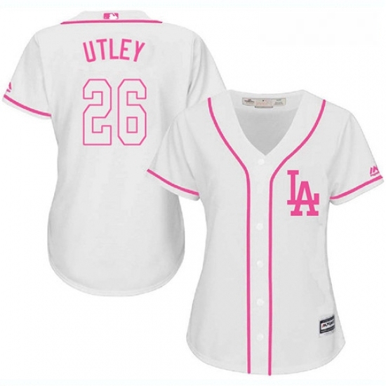 Womens Majestic Los Angeles Dodgers 26 Chase Utley Authentic White Fashion Cool Base MLB Jersey Womens Majestic Los Angeles Dodgers 26 Chase Utley Authentic White Fashion Cool Base MLB Jersey