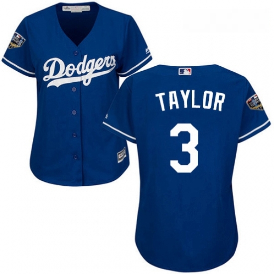 Womens Majestic Los Angeles Dodgers 3 Chris Taylor Authentic Royal Blue Alternate Cool Base 2018 World Series MLB Jersey Womens Majestic Los Angeles Dodgers 3 Chris Taylor Authentic Royal Blue Alternate Cool Base 2018 World Series MLB Jersey