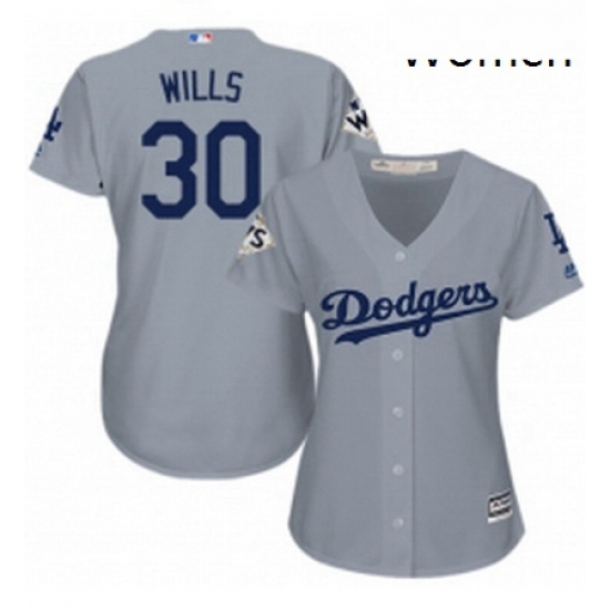 Womens Majestic Los Angeles Dodgers 30 Maury Wills Authentic Grey Road 2017 World Series Bound Cool Base MLB Jersey Womens Majestic Los Angeles Dodgers 30 Maury Wills Authentic Grey Road 2017 World Series Bound Cool Base MLB Jersey
