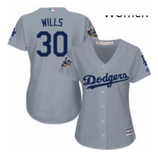 Womens Majestic Los Angeles Dodgers 30 Maury Wills Authentic Grey Road Cool Base 2018 World Series MLB Jersey Womens Majestic Los Angeles Dodgers 30 Maury Wills Authentic Grey Road Cool Base 2018 World Series MLB Jersey