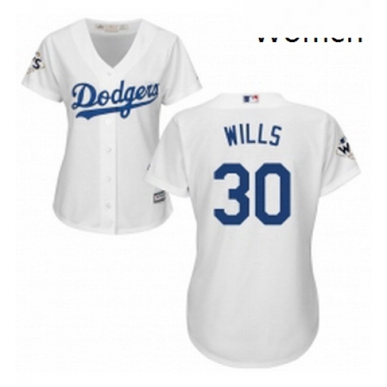 Womens Majestic Los Angeles Dodgers 30 Maury Wills Authentic White Home 2017 World Series Bound Cool Base MLB Jersey Womens Majestic Los Angeles Dodgers 30 Maury Wills Authentic White Home 2017 World Series Bound Cool Base MLB Jersey