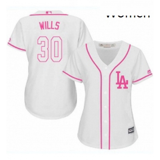 Womens Majestic Los Angeles Dodgers 30 Maury Wills Replica White Fashion Cool Base MLB Jersey Womens Majestic Los Angeles Dodgers 30 Maury Wills Replica White Fashion Cool Base MLB Jersey