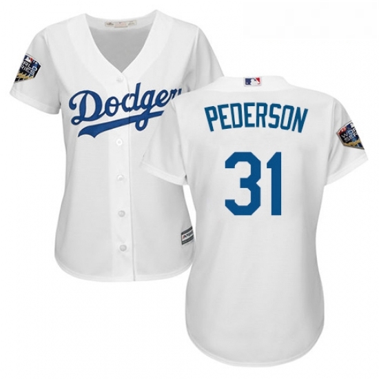 Womens Majestic Los Angeles Dodgers 31 Joc Pederson Authentic White Home Cool Base 2018 World Series MLB Jersey Womens Majestic Los Angeles Dodgers 31 Joc Pederson Authentic White Home Cool Base 2018 World Series MLB Jersey