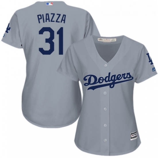 Womens Majestic Los Angeles Dodgers 31 Mike Piazza Replica Grey Road Cool Base MLB Jersey Womens Majestic Los Angeles Dodgers 31 Mike Piazza Replica Grey Road Cool Base MLB Jersey
