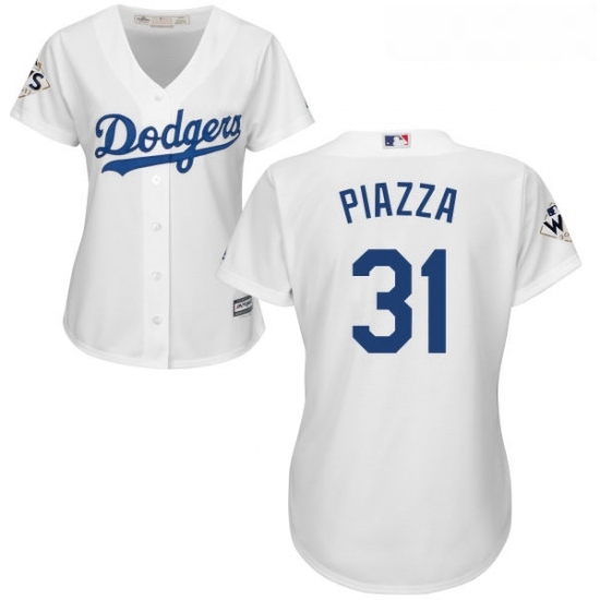 Womens Majestic Los Angeles Dodgers 31 Mike Piazza Replica White Home 2017 World Series Bound Cool Base MLB Jersey Womens Majestic Los Angeles Dodgers 31 Mike Piazza Replica White Home 2017 World Series Bound Cool Base MLB Jersey
