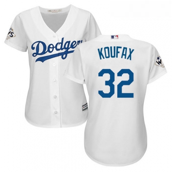 Womens Majestic Los Angeles Dodgers 32 Sandy Koufax Authentic White Home 2017 World Series Bound Cool Base MLB Jersey Womens Majestic Los Angeles Dodgers 32 Sandy Koufax Authentic White Home 2017 World Series Bound Cool Base MLB Jersey