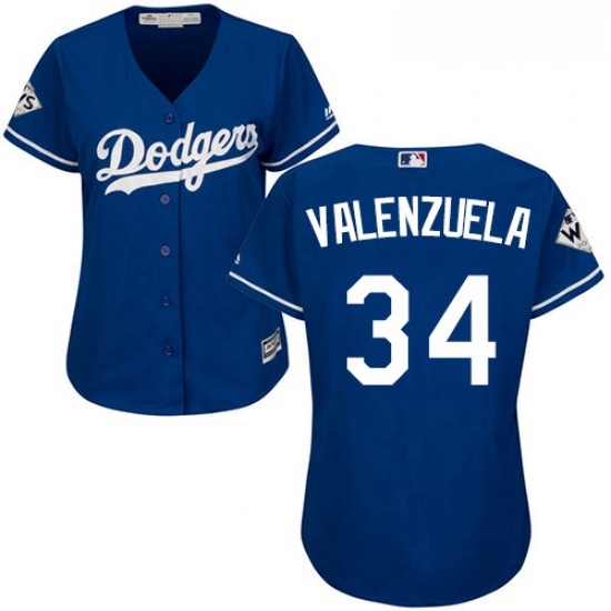 Womens Majestic Los Angeles Dodgers 34 Fernando Valenzuela Authentic Royal Blue Alternate 2017 World Series Bound Cool Base MLB Jersey Womens Majestic Los Angeles Dodgers 34 Fernando Valenzuela Authentic Royal Blue Alternate 2017 World Series Bound Cool Base MLB Jersey