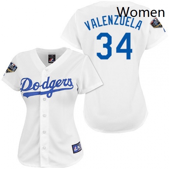 Womens Majestic Los Angeles Dodgers 34 Fernando Valenzuela Authentic White 2018 World Series MLB Jersey Womens Majestic Los Angeles Dodgers 34 Fernando Valenzuela Authentic White 2018 World Series MLB Jersey