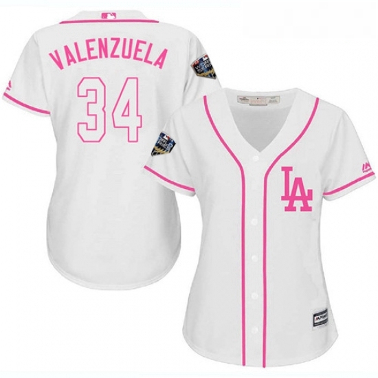 Womens Majestic Los Angeles Dodgers 34 Fernando Valenzuela Authentic White Fashion Cool Base 2018 World Series MLB Jersey Womens Majestic Los Angeles Dodgers 34 Fernando Valenzuela Authentic White Fashion Cool Base 2018 World Series MLB Jersey