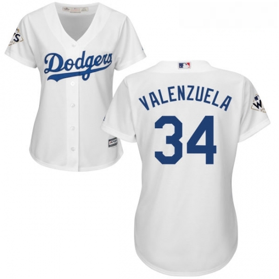 Womens Majestic Los Angeles Dodgers 34 Fernando Valenzuela Replica White Home 2017 World Series Bound Cool Base MLB Jersey Womens Majestic Los Angeles Dodgers 34 Fernando Valenzuela Replica White Home 2017 World Series Bound Cool Base MLB Jersey