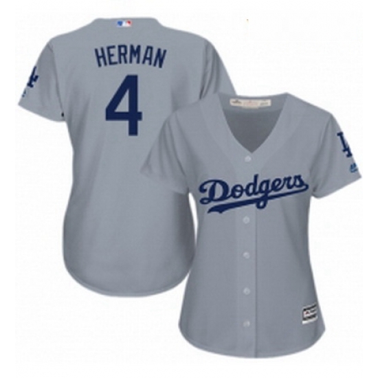 Womens Majestic Los Angeles Dodgers 4 Babe Herman Authentic Grey Road Cool Base MLB Jersey Womens Majestic Los Angeles Dodgers 4 Babe Herman Authentic Grey Road Cool Base MLB Jersey