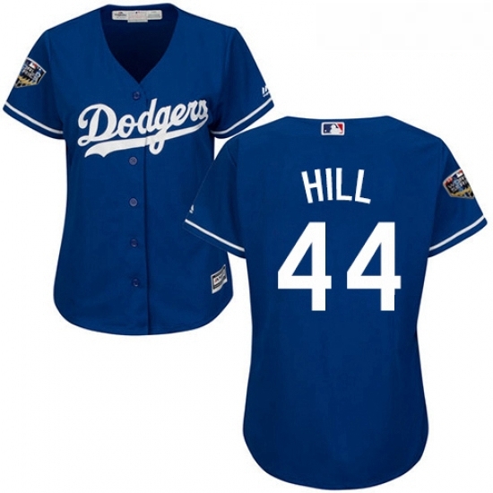 Womens Majestic Los Angeles Dodgers 44 Rich Hill Authentic Royal Blue Alternate Cool Base 2018 World Series MLB Jersey Womens Majestic Los Angeles Dodgers 44 Rich Hill Authentic Royal Blue Alternate Cool Base 2018 World Series MLB Jersey