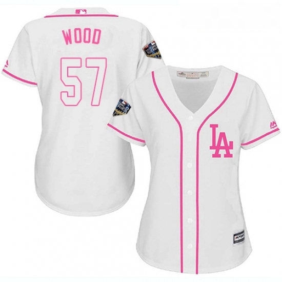 Womens Majestic Los Angeles Dodgers 57 Alex Wood Authentic White Fashion Cool Base 2018 World Series MLB Jersey Womens Majestic Los Angeles Dodgers 57 Alex Wood Authentic White Fashion Cool Base 2018 World Series MLB Jersey