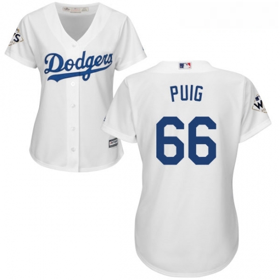 Womens Majestic Los Angeles Dodgers 66 Yasiel Puig Authentic White Home 2017 World Series Bound Cool Base MLB Jersey Womens Majestic Los Angeles Dodgers 66 Yasiel Puig Authentic White Home 2017 World Series Bound Cool Base MLB Jersey
