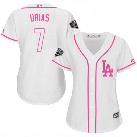 Womens Majestic Los Angeles Dodgers 7 Julio Urias Authentic White Fashion Cool Base 2018 World Series MLB Jersey Womens Majestic Los Angeles Dodgers 7 Julio Urias Authentic White Fashion Cool Base 2018 World Series MLB Jersey