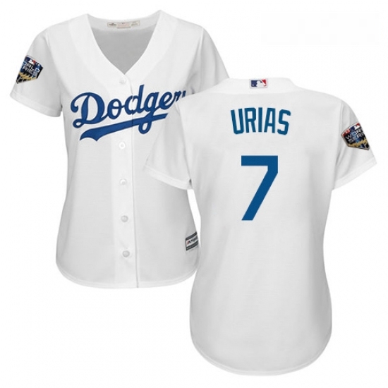Womens Majestic Los Angeles Dodgers 7 Julio Urias Authentic White Home Cool Base 2018 World Series MLB Jersey Womens Majestic Los Angeles Dodgers 7 Julio Urias Authentic White Home Cool Base 2018 World Series MLB Jersey
