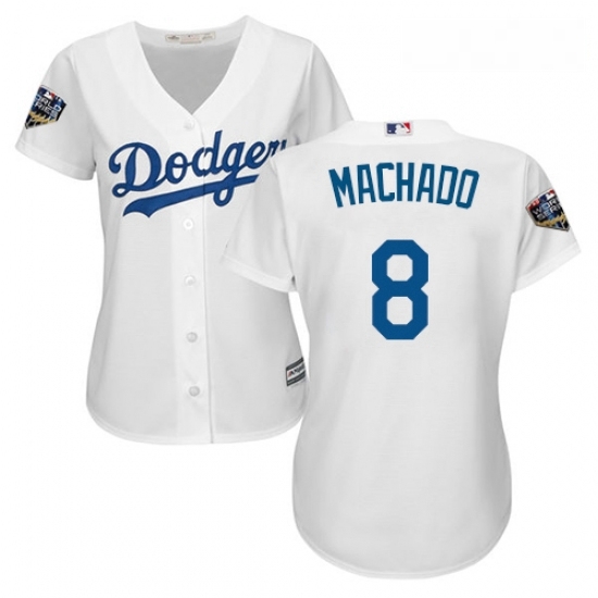 Womens Majestic Los Angeles Dodgers 8 Manny Machado Authentic White Home Cool Base 2018 World Series MLB Jersey Womens Majestic Los Angeles Dodgers 8 Manny Machado Authentic White Home Cool Base 2018 World Series MLB Jersey