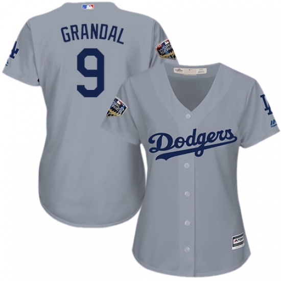 Womens Majestic Los Angeles Dodgers 9 Yasmani Grandal Authentic Grey Road Cool Base 2018 World Series MLB Jersey Womens Majestic Los Angeles Dodgers 9 Yasmani Grandal Authentic Grey Road Cool Base 2018 World Series MLB Jersey