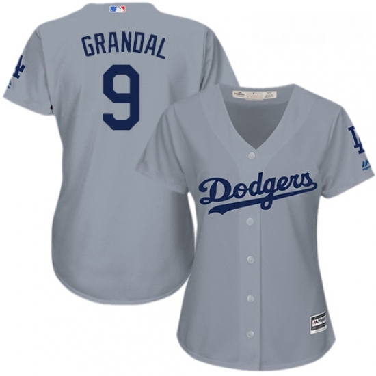 Womens Majestic Los Angeles Dodgers 9 Yasmani Grandal Replica Grey Road Cool Base MLB Jersey Womens Majestic Los Angeles Dodgers 9 Yasmani Grandal Replica Grey Road Cool Base MLB Jersey
