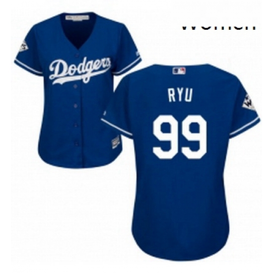 Womens Majestic Los Angeles Dodgers 99 Hyun Jin Ryu Authentic Royal Blue Alternate 2017 World Series Bound Cool Base MLB Jersey Womens Majestic Los Angeles Dodgers 99 Hyun Jin Ryu Authentic Royal Blue Alternate 2017 World Series Bound Cool Base MLB Jersey