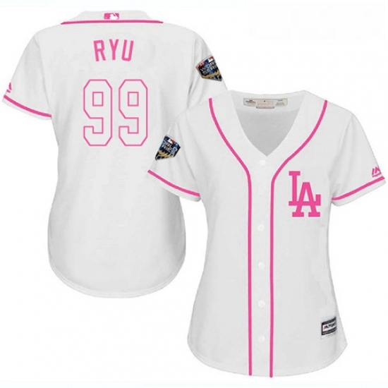 Womens Majestic Los Angeles Dodgers 99 Hyun Jin Ryu Authentic White Fashion Cool Base 2018 World Series MLB Jersey Womens Majestic Los Angeles Dodgers 99 Hyun Jin Ryu Authentic White Fashion Cool Base 2018 World Series MLB Jersey