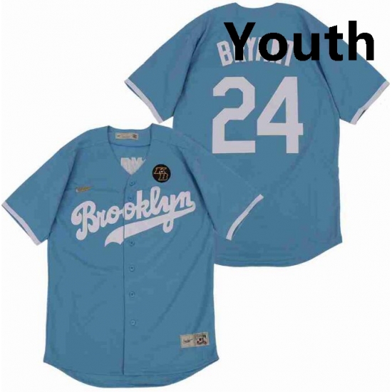 Youth Brooklyn 24 Kobe Bryant Light Blue Cool Base Stitched MLB Jersey Youth Brooklyn 24 Kobe Bryant Light Blue Cool Base Stitched MLB Jersey