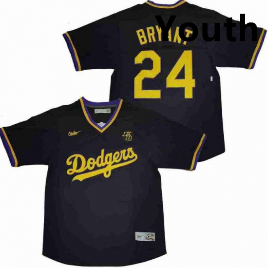 Youth Dodgers 24 Kobe Bryant Black Pull Over Cool Base Stitched MLB Jersey Youth Dodgers 24 Kobe Bryant Black Pull Over Cool Base Stitched MLB Jersey