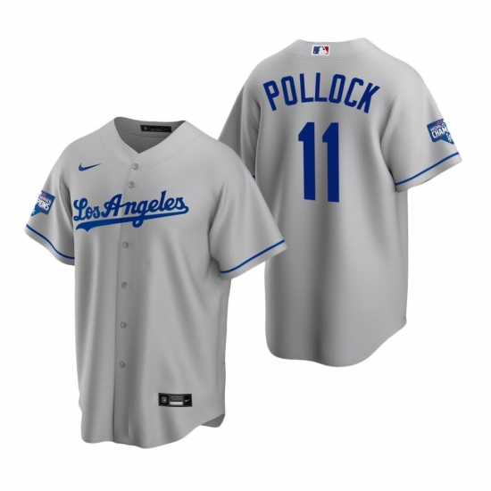 Youth Los Angeles Dodgers 11 A J Pollock Gray 2020 World Series Champions Road Replica Jersey Youth Los Angeles Dodgers 11 A J Pollock Gray 2020 World Series Champions Road Replica Jersey