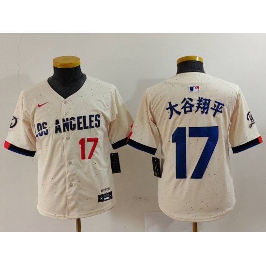 Youth Los Angeles Dodgers 17 Shohei Ohtani Cream Stitched Baseball Jersey 3 Youth Los Angeles Dodgers 17 Shohei Ohtani Cream Stitched Baseball Jersey 3