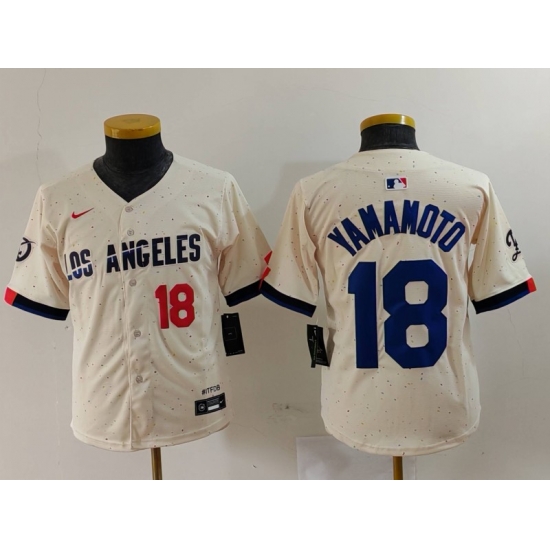 Youth Los Angeles Dodgers 18 Yoshinobu Yamamoto Cream Stitched Baseball Jersey 1 Youth Los Angeles Dodgers 18 Yoshinobu Yamamoto Cream Stitched Baseball Jersey 1